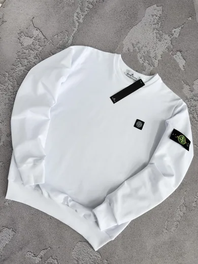 Світшот Stone Island білий — складова набору Набір Stone Island біло-чорний світшот та штани