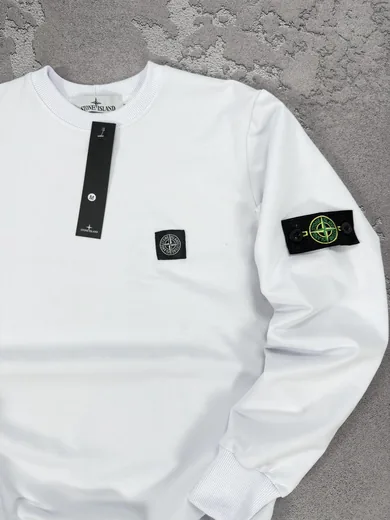 Світшот Stone Island білий — складова набору Набір Stone Island біло-чорний світшот та штани
