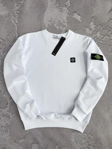 Світшот Stone Island білий — складова набору Набір Stone Island біло-чорний світшот та штани