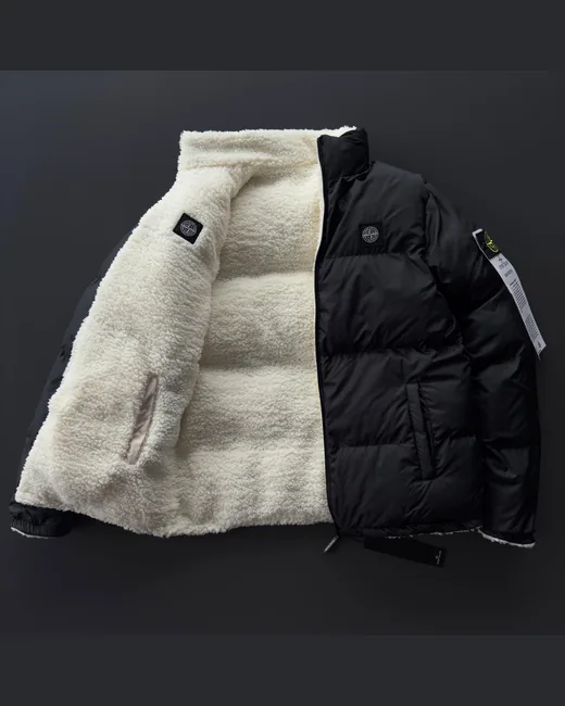 Двостороння куртка Stone Island чорно-біла фото 5
