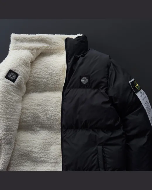 Двостороння куртка Stone Island чорно-біла фото 4