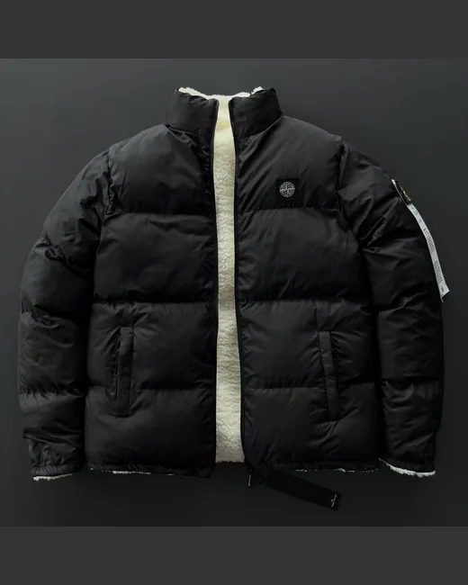 Двостороння куртка Stone Island чорно-біла фото 7