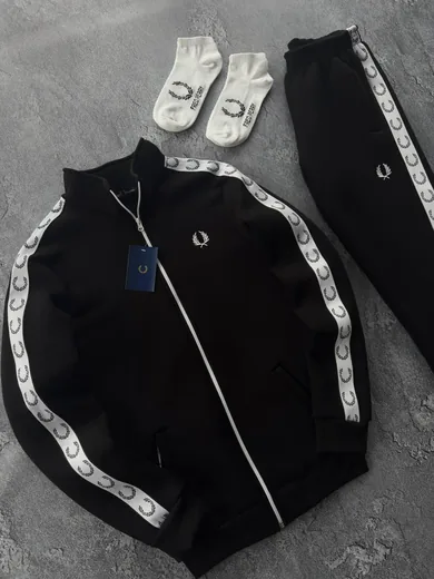 Набір Fred Perry зима кофта та штани чорні фото 4