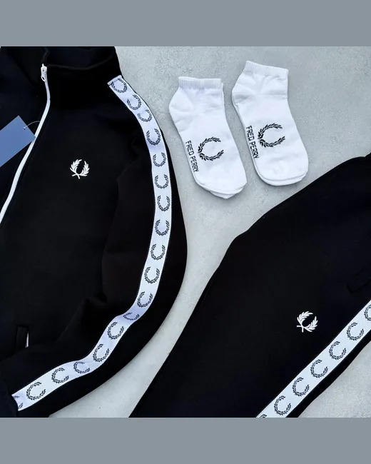 Набір Fred Perry зима кофта та штани чорні фото 9