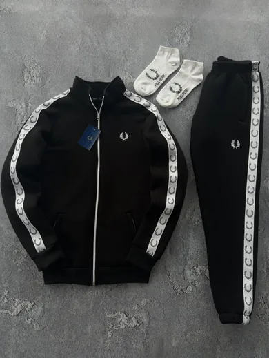 Набір Fred Perry зима кофта та штани чорні фото 2