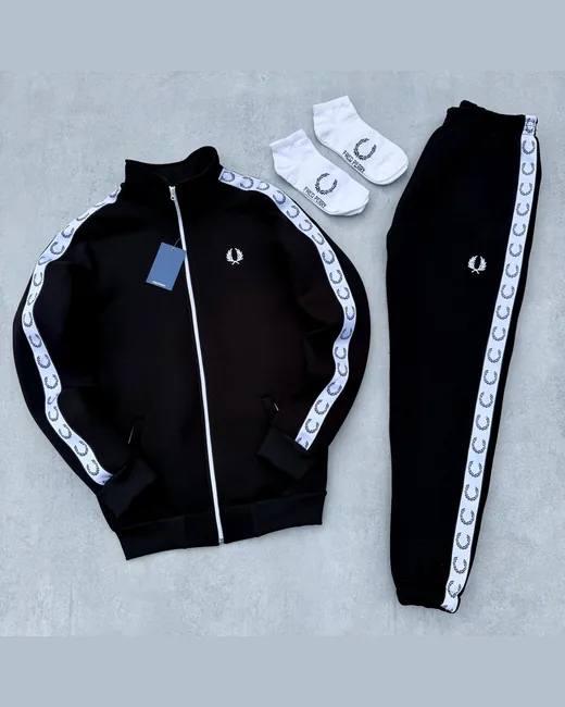 Набір Fred Perry зима кофта та штани чорні фото 8