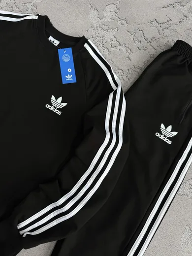 Набір Adidas світшот та штани чорний фото 2