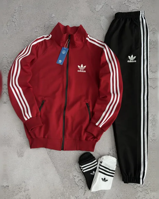 Набір Adidas кофта червона та штани чорні