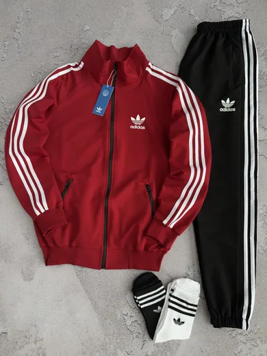 Набір Adidas кофта червона та штани чорні