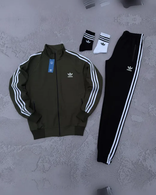 Набір Adidas кофта хакі та штани чорні фото 8