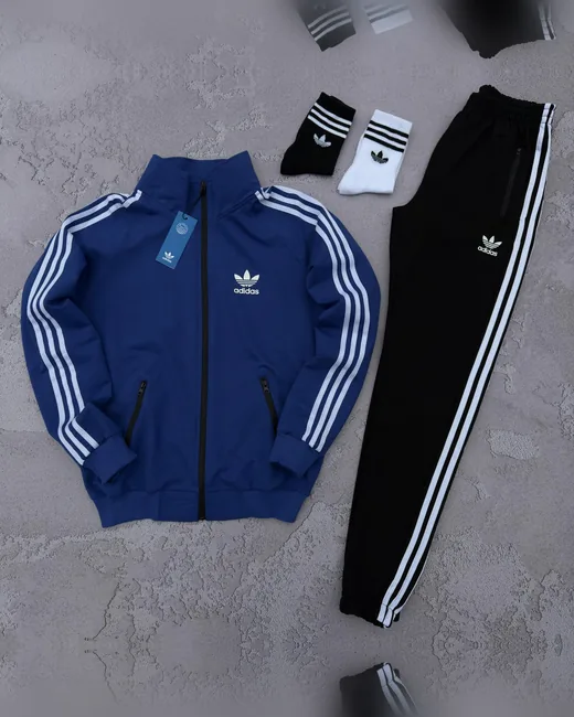 Набір Adidas кофта синя та штани чорні фото 7