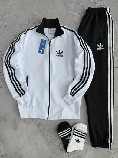 Набір Adidas кофта біла та штани чорні