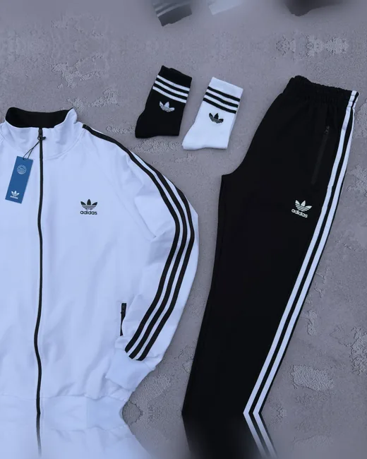 Набір Adidas кофта біла та штани чорні фото 6
