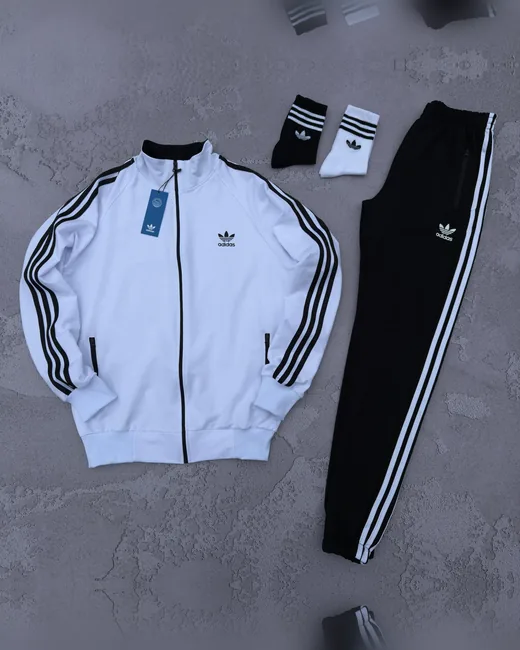 Набір Adidas кофта біла та штани чорні фото 5