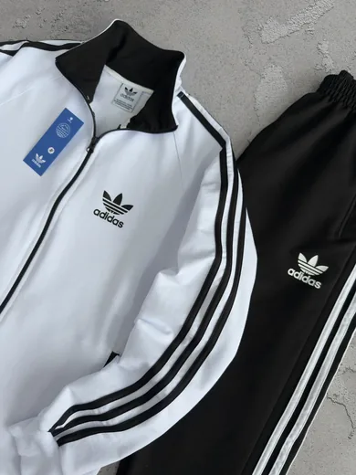 Набір Adidas кофта біла та штани чорні фото 2