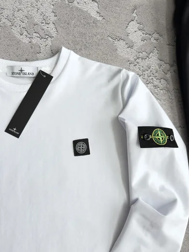 Набір Stone Island біло-чорний світшот та штани фото 7