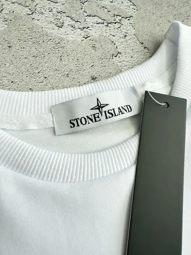 Набір Stone Island біло-чорний світшот та штани фото 5