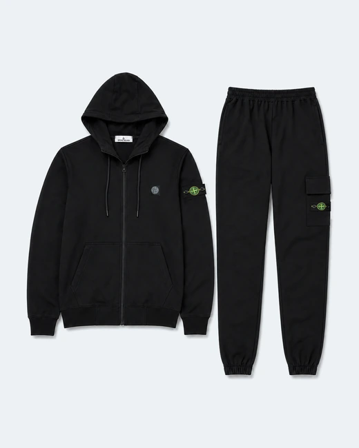 Набір Stone Island чорний зіп-худі та штани