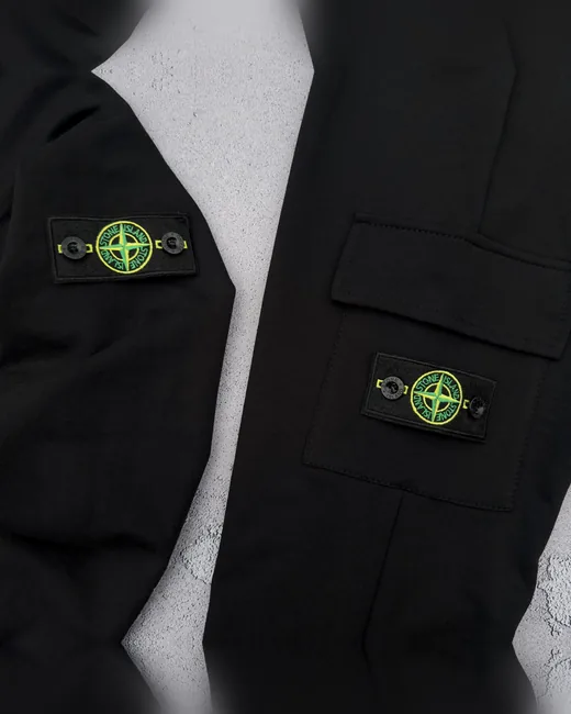 Набір Stone Island чорний зіп-худі та штани фото 8