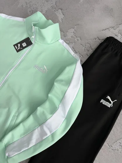 Набір Puma кофта та штани з лампасами м’ятного кольору фото 2