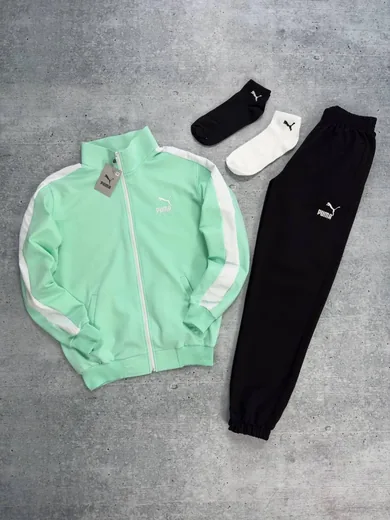 Набір Puma кофта та штани з лампасами м’ятного кольору фото 8