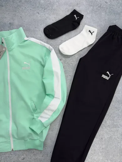 Набір Puma кофта та штани з лампасами м’ятного кольору фото 6