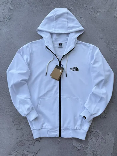 Зіп-худі The North Face біле — складова набору Набір The North Face вишивка зіп-худі білий штани чорні