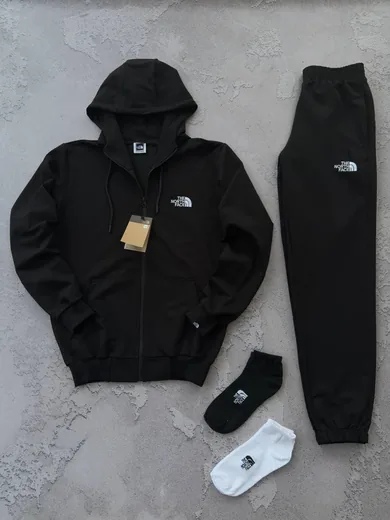 Набір The North Face вишивка зіп-худі та штани чорні фото 2