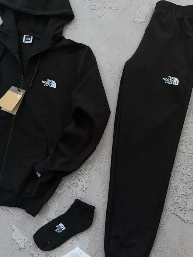Набір The North Face вишивка зіп-худі та штани чорні фото 3