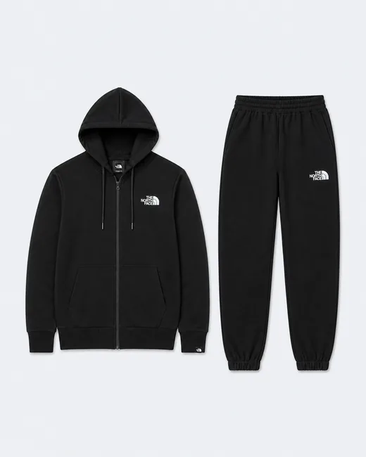 Набір The North Face вишивка зіп-худі та штани чорні