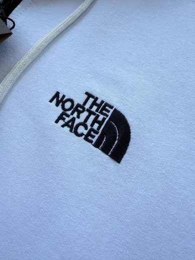 Набір The North Face вишивка зіп-худі білий штани чорні фото 6