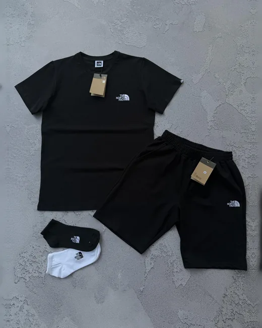 Набір The North Face чорний вишивка футболка шорти та 2 пари шкарпеток