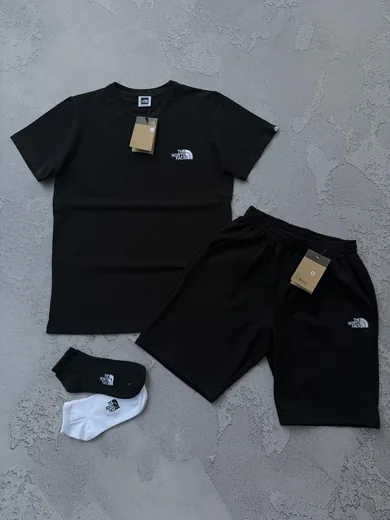 Набір The North Face чорний вишивка футболка шорти та 2 пари шкарпеток