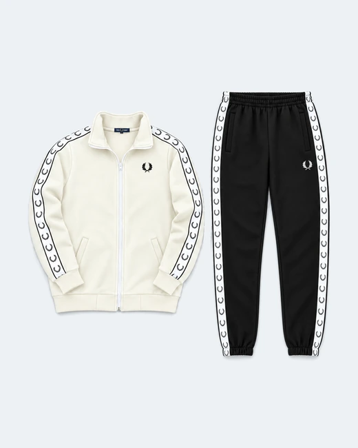 Набір Fred Perry зима кофта молочна та штани чорні