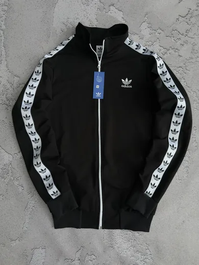 Кофта Adidas чорна з лампасами — складова набору Набір Adidas кофта та штани з лампасами чорний