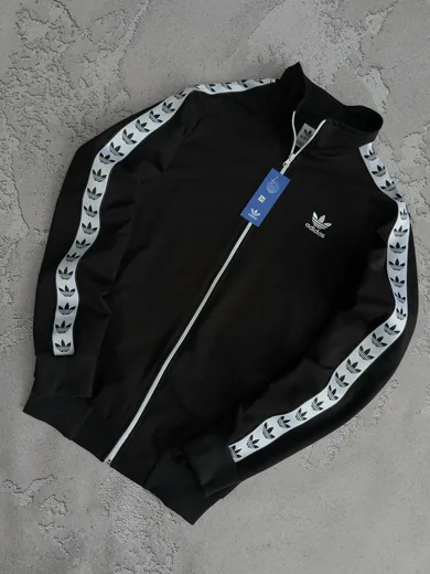 Кофта Adidas чорна з лампасами — складова набору Набір Adidas кофта та штани з лампасами чорний