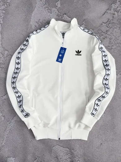 Кофта Adidas молочна з лампасами — складова набору Набір Adidas кофта та штани з лампасами молочний/чорний