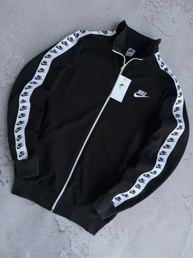 Кофта Nike чорна з лампасами — складова набору Набір Nike вітрівка біла кофта та штани з лампасами чорні