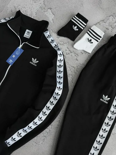 Набір Adidas кофта та штани з лампасами чорний фото 5