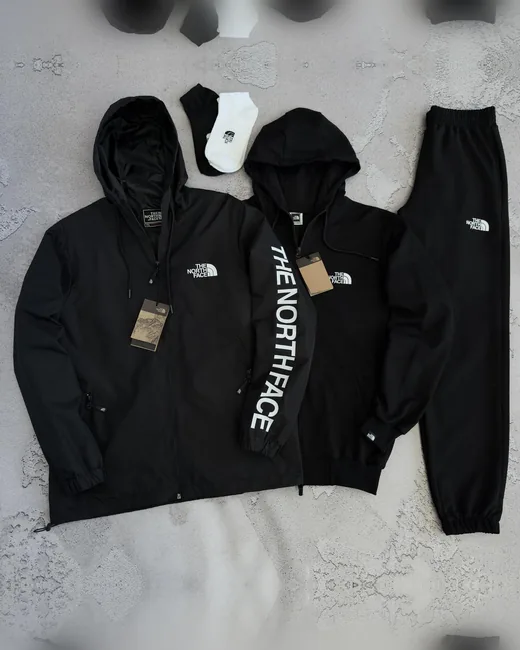 Набір The North Face вітрівка зіп-худі та штани чорний