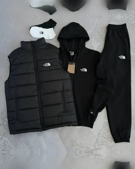 Набір The North Face жилет зіп-худі та штани чорні