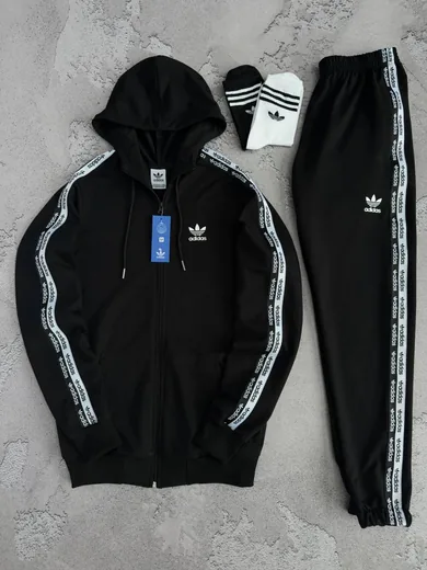 Костюм Adidas зіп-худі та штани чорний фото 2