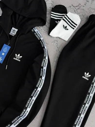 Костюм Adidas зіп-худі та штани чорний фото 3