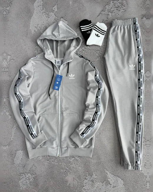 Костюм Adidas зіп-худі та штани сірий