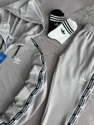 Костюм Adidas зіп-худі та штани сірий фото 2