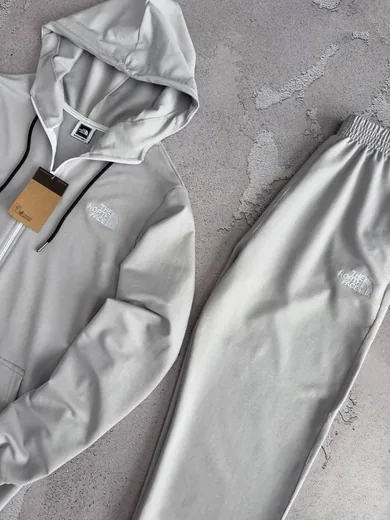Костюм The North Face вишивка зіп-худі та штани сірий фото 6