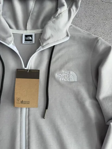Костюм The North Face вишивка зіп-худі та штани сірий фото 3
