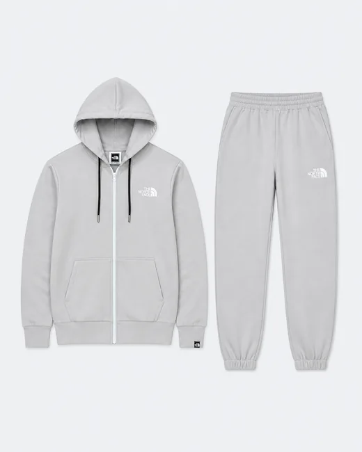 Костюм The North Face вишивка зіп-худі та штани сірий