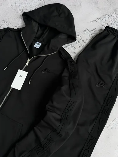 Костюм Nike чорний зіп-худі та штани з лампасами фото 2