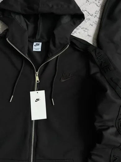 Костюм Nike чорний зіп-худі та штани з лампасами фото 9